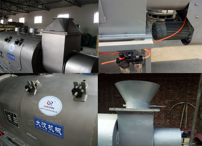 氣旋篩：電機，進料口，氣壓裝置等特寫圖片