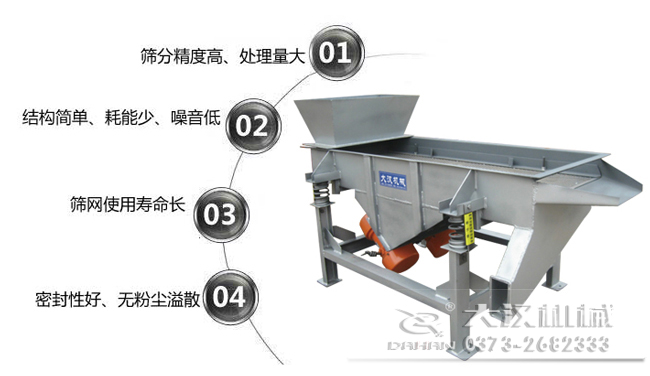 1016型直線振動(dòng)篩特點(diǎn)：1，篩分精度高，處理量大。2，結(jié)構(gòu)簡(jiǎn)單，耗能少，噪音低，3，篩網(wǎng)使用壽命長(zhǎng)，密封性好無(wú)粉塵溢散。
