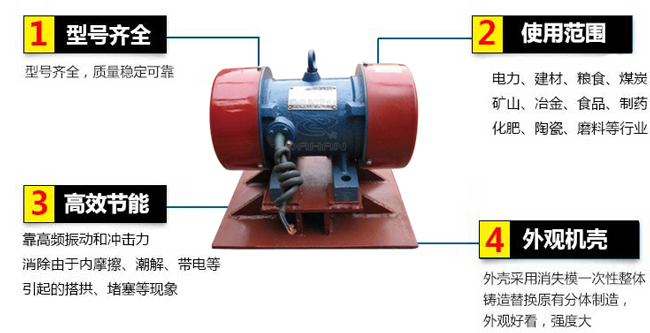 lzf倉壁振動(dòng)器：1，型號(hào)齊全：型號(hào)齊全，質(zhì)量穩(wěn)定可靠。2，適用范圍：電力，建材，糧食，煤炭，礦山，冶金，食品，制藥，化肥，陶瓷，磨料等行業(yè)。3，高效：靠高頻振動(dòng)和沖擊力消除由于內(nèi)摩擦，潮解，帶電等引起的塔供，堵塞等現(xiàn)象。4，外觀機(jī)殼：外殼采用消失模一次性整體鑄造替換原有分體制造，外觀好看，強(qiáng)度大。