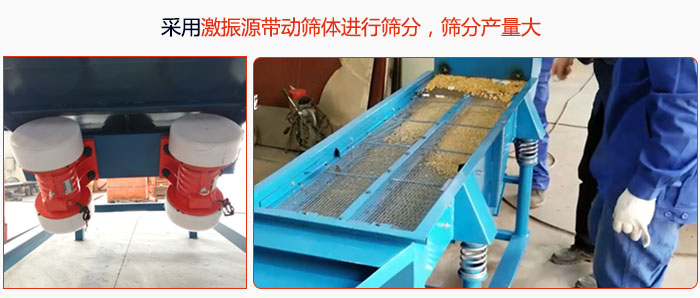 采用激振源帶動(dòng)篩體進(jìn)行篩分，篩分產(chǎn)量大。