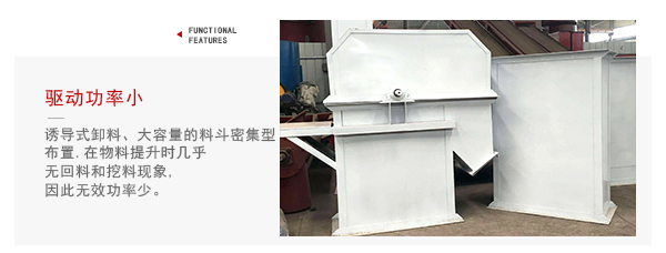 TD型斗式提升機驅(qū)動力小，無回料等特點展示圖。