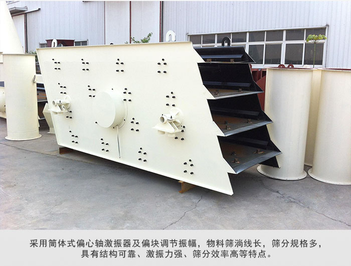 圓振動(dòng)篩 采用筒體式偏心軸激振器及偏心塊調(diào)節(jié)振幅。